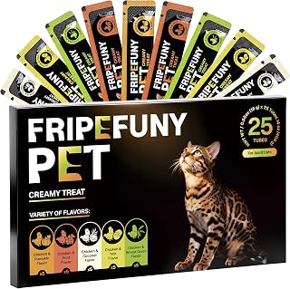 Lickable Cat Treats Variety Pack, 5 Flavors, 25 Tubes | Creamy Chicken Puree｜Mousse Texture｜86% Moisture｜Grain-Free｜Food Topper｜Yolk｜Cranberry｜Pumpkin｜Wheat Grass｜Coconut｜Picky Cats