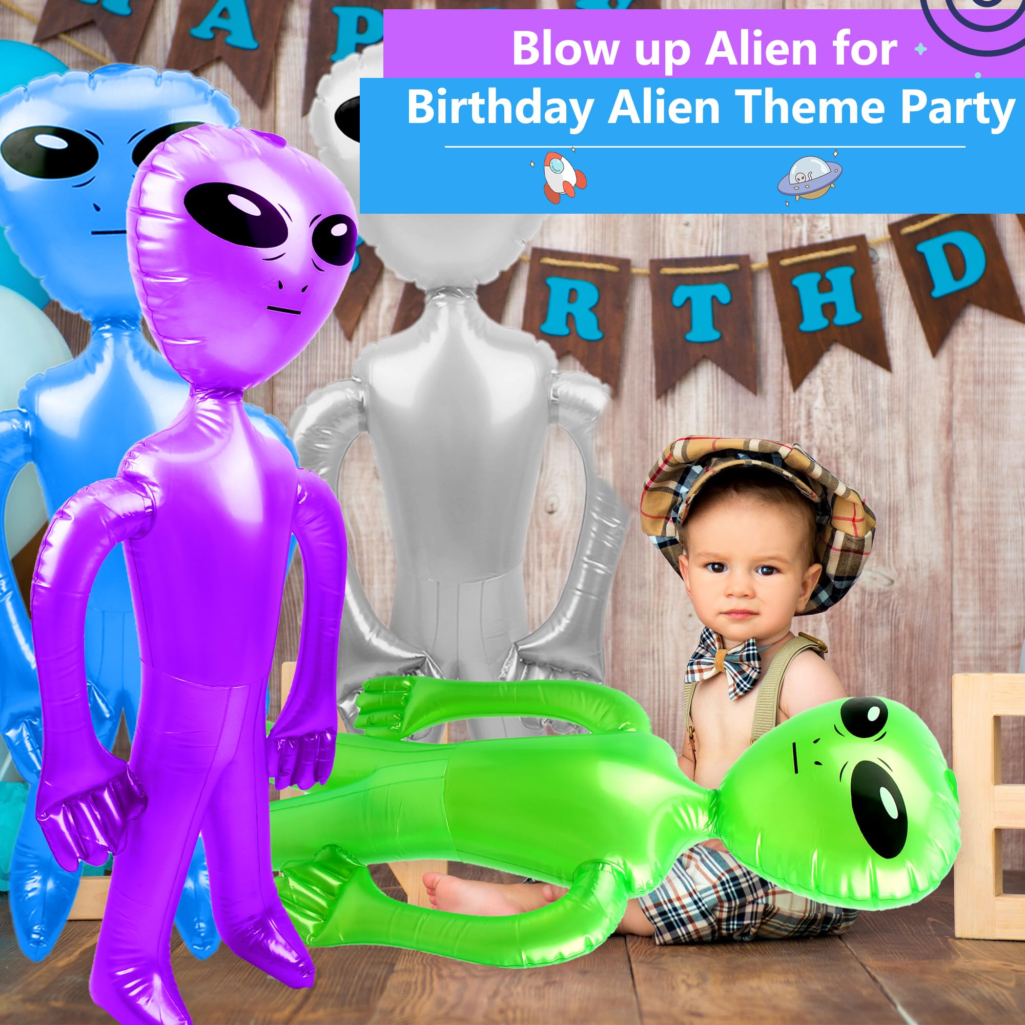 2 Aliens Gonflables Décoratifs - 55 Cm De Haut - PVC - Pour Fête Halloween, Thème Extraterrestre Ou Décoration Originale - 13