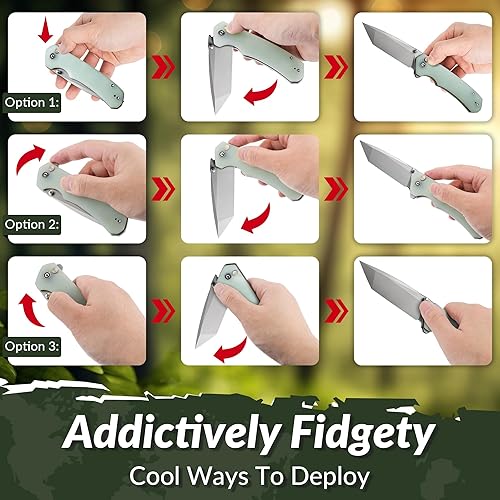 Miniatura 4 de CIVIVI Brazen - Cuchillo plegable con bloqueo de botón, cuchillo de bolsillo con hoja sueca 14C28N Tanto de 3.46 pulgadas, mango G10 de ultra