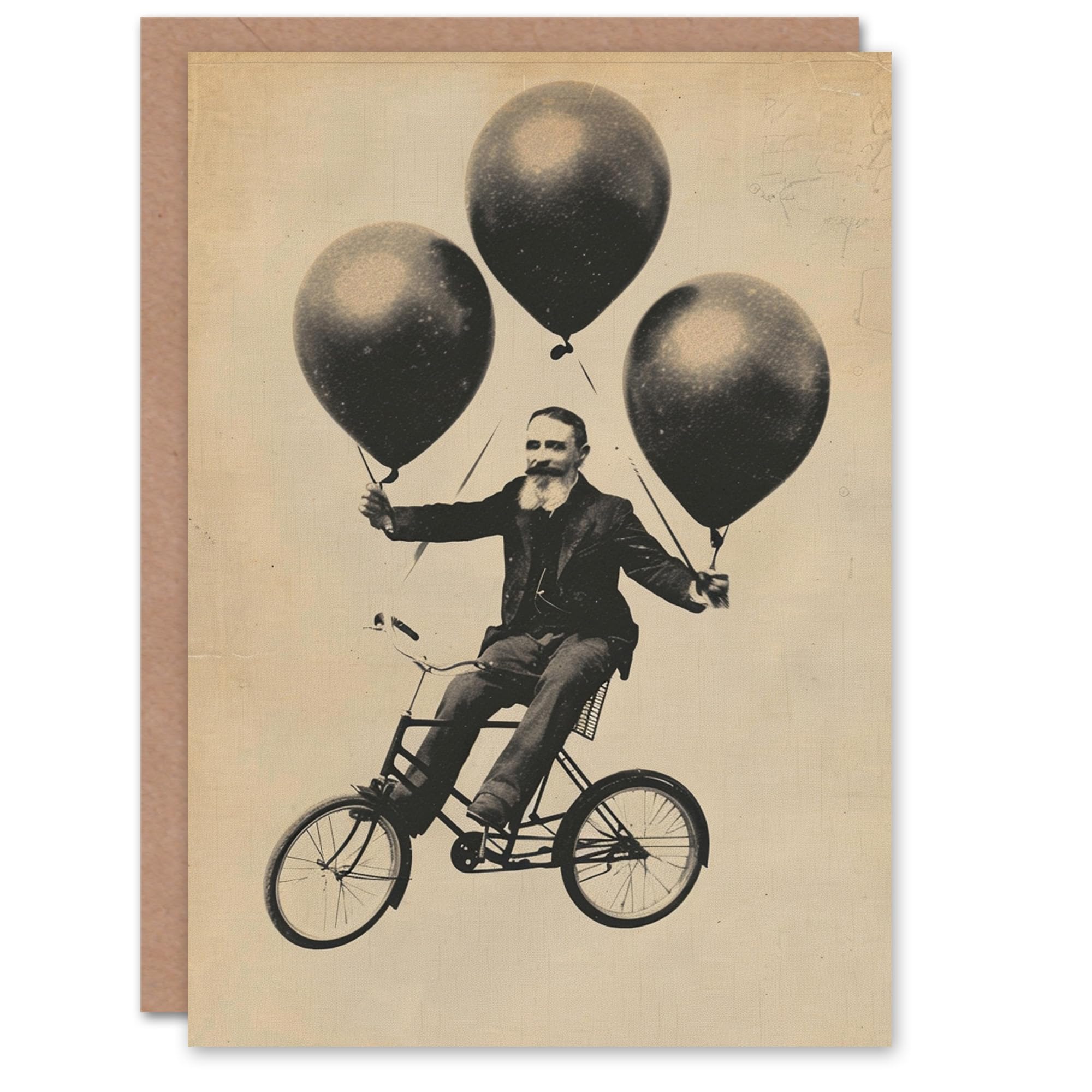 Artery8 Birthday Card Funny Vintage Bicycle Balloons Photo For Him Man Male Dad Brother Son Papa Grandad Greeting Card