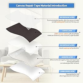 KING MOUNTAIN Canvas Repair Tape,Outdoor Gear Patch, 463 Inches,Waterproof,Self-Adhesive for Repairing Boat Covers,Sun Shades,Sofas,Tents,Lounge Chairs,Awnings (Coffee)