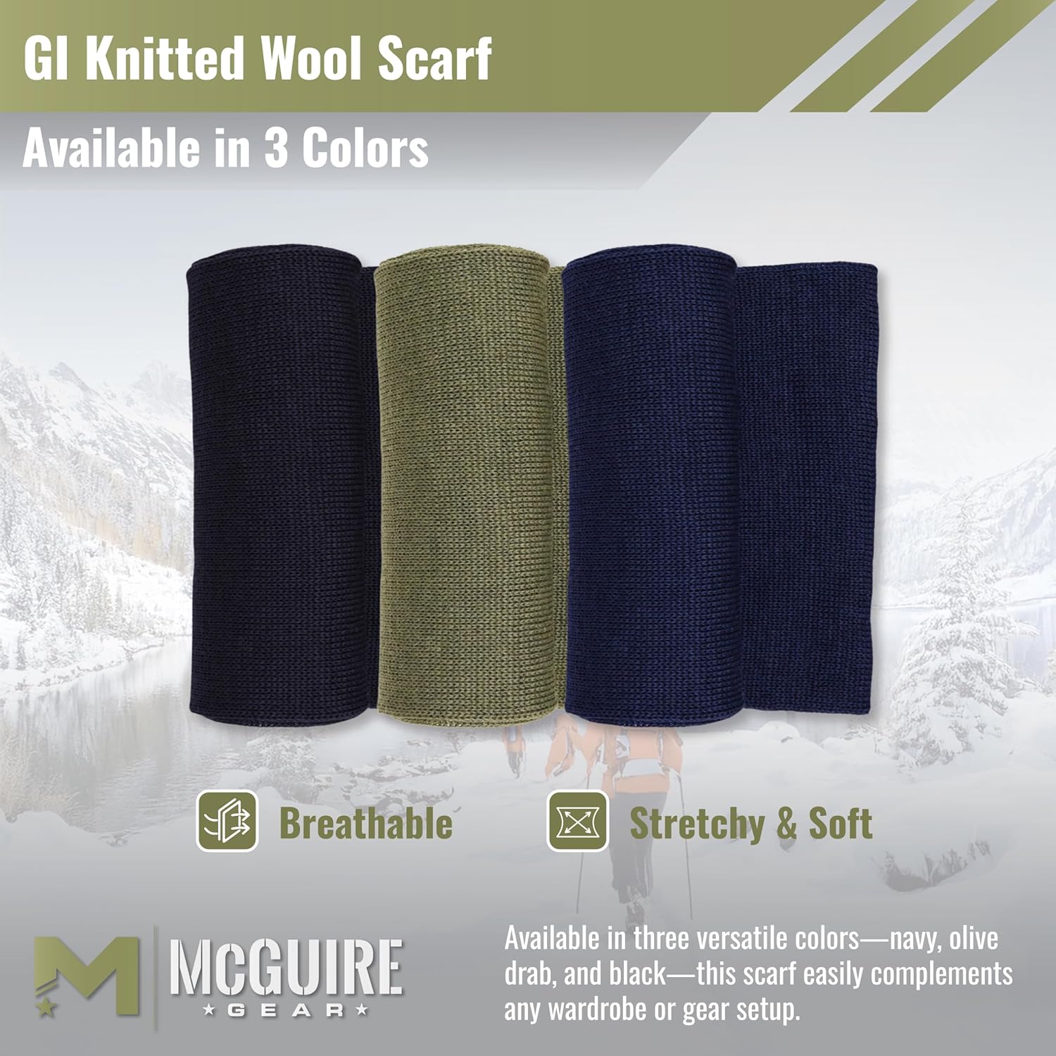 M MCGUIRE GEAR Genuine US Army Military GI 100% Wool Warm Winter Scarf, Made in USA - Image 6