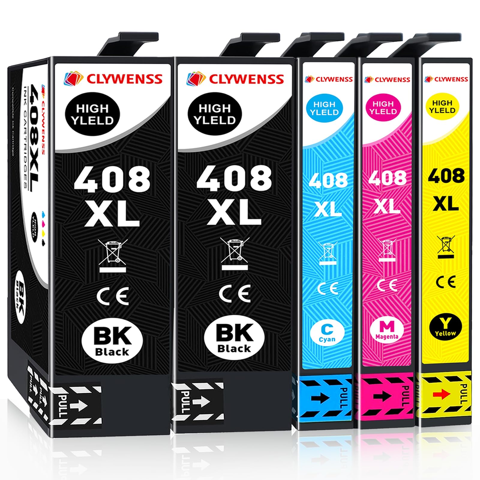 408XL Cartuchos de Impresora Compatible con Epson 408L 408XL 408 Multipack para Workforce Pro WF-C4310DW WF-C4810DTWF WF-C4310 WF-C4810 WFC4310 WFC4810 Cartuchos 5 (2 Negro, Cian Magenta