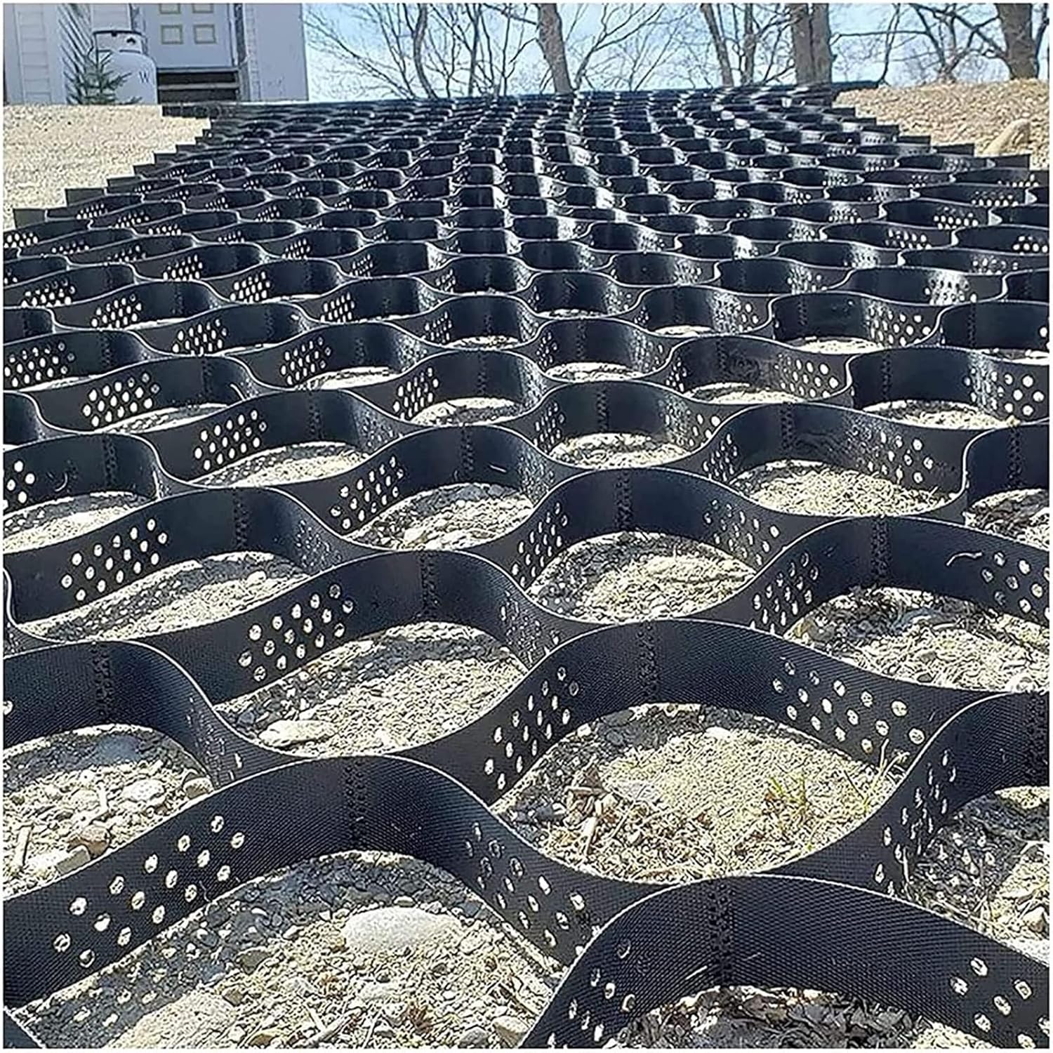 Driveway Grates - 2" High o Grid, Polyethylene Ground Grid for Landscape Design, Perfect for Patios, Paths, and Garden Sheds - Ground Stabilizat