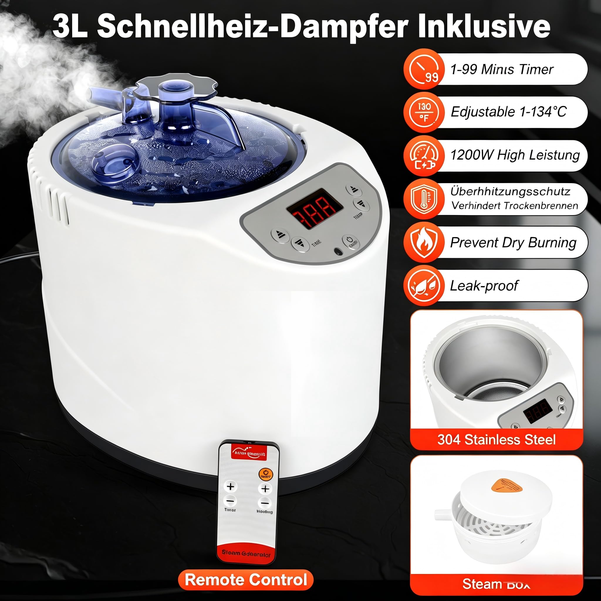 I-THERA-U Sauna de infrarrojos para el hogar - Sauna portátil de vapor de 660 y 850 nm sauna de vapor de cuerpo entero con 3L 1200 W generador de vapor baño de vapor, 15 niveles de calor, silla, mando