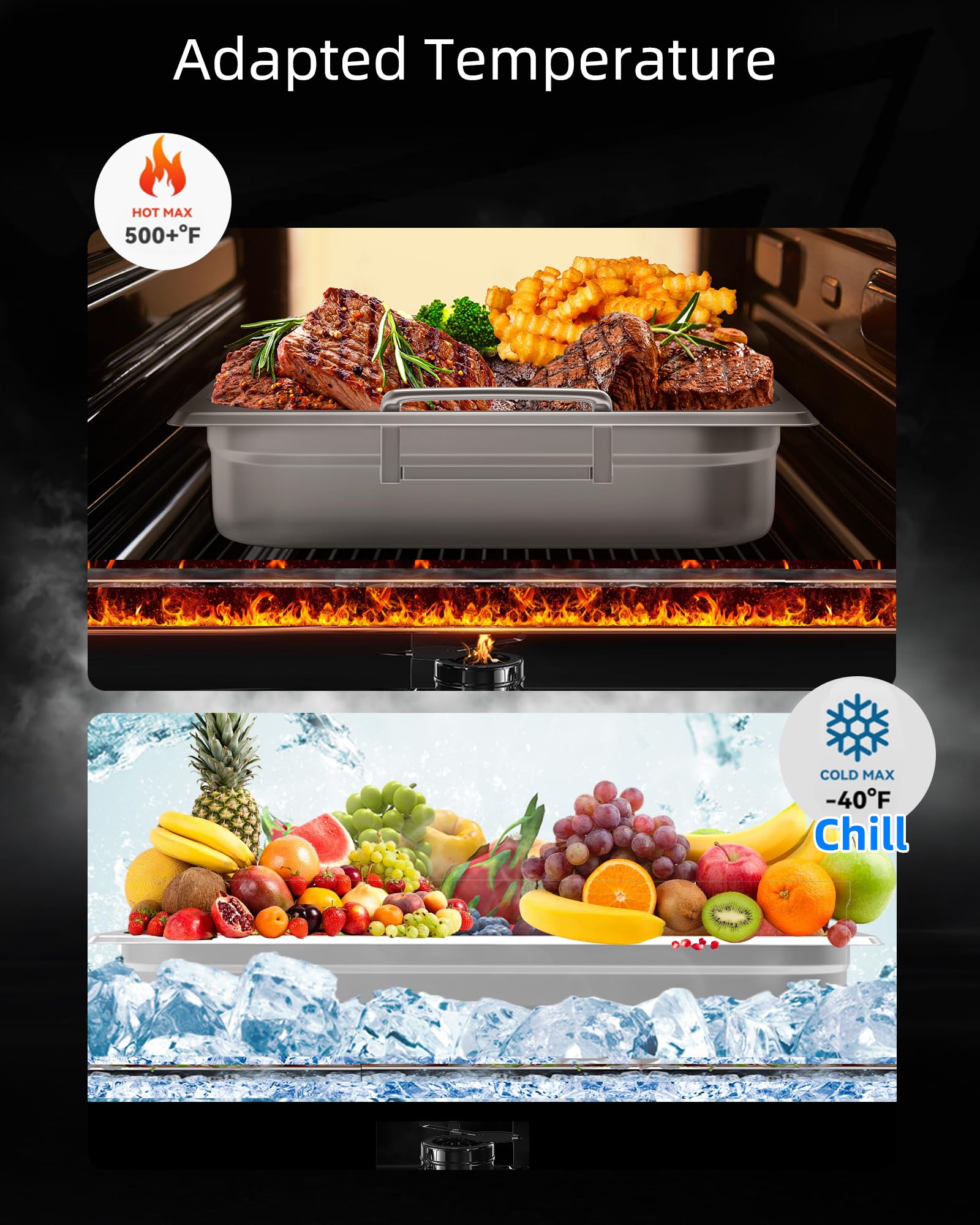 BIEAMA Paquete De 6 Sartenes De Hotel, Tamaño 1/2 De 2.6 Pulgadas De Profundidad, NSF, Bandeja Comercial De Acero Inoxidable, Bandeja De Mesa De Vapor, Bandejas De Comida De Catering