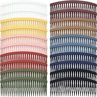 20 Pack 24 Teeth Colorful Large Plastic Side Hair Combs Long Teeth Slide Hair Combs Fine Bang Hair Barrette Clips Plain French Twist Hair Combs Wedding Veil Comb DIY Crafts Accessories for Women Girls