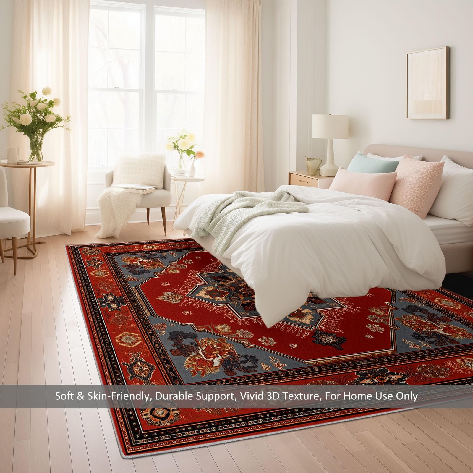 The Carpet elegancki, luksusowy wzór artystyczny, czerwony, 180 x 240 cm, antypoślizgowy, nowoczesny, nadający się do prania dywan do salonu, do wnętrz, przyjazny dla skóry, łatwy w pielęgnacji, do