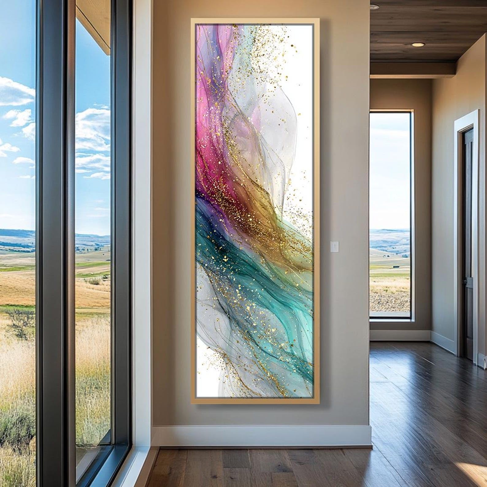 YUSUZHU Quadro su tela alto e stretto, stampa verticale per ufficio, sala da pranzo, camera da letto, opera d'arte lunga e stretta (60x180 cm/senza cornice)