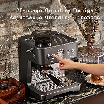 Espresso Coffee Machine with Steam Frother, Compact Professional Coffee & Cappuccino Maker for Latte Art