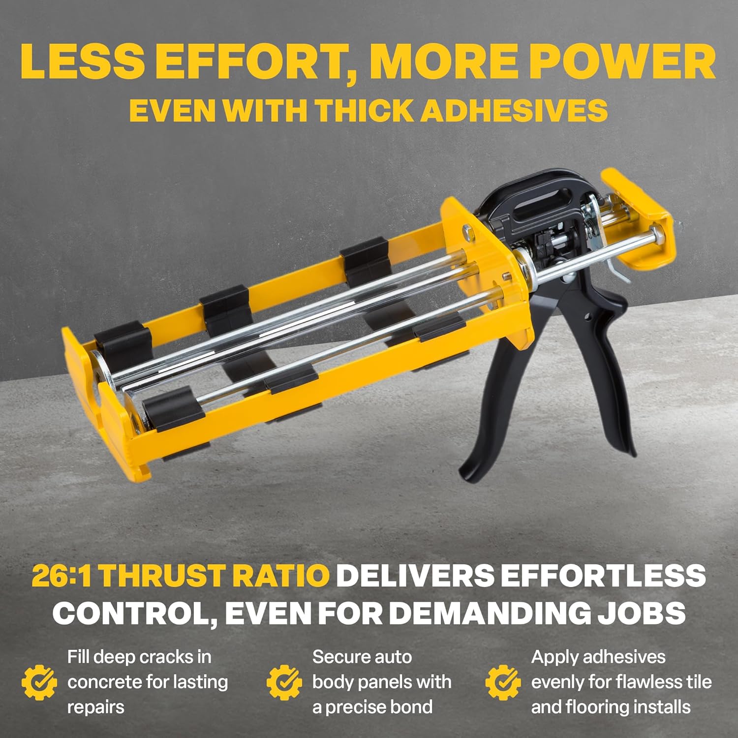 Dripless Brand DC600 Dual Component Adhesive Applicator | 22 oz Dual Cartridge Capacity | 26:1 Thrust Ratio | 1:1 or 2:1 Mix Ratio for High Viscosity Epoxy and Adhesives | Professional Grade