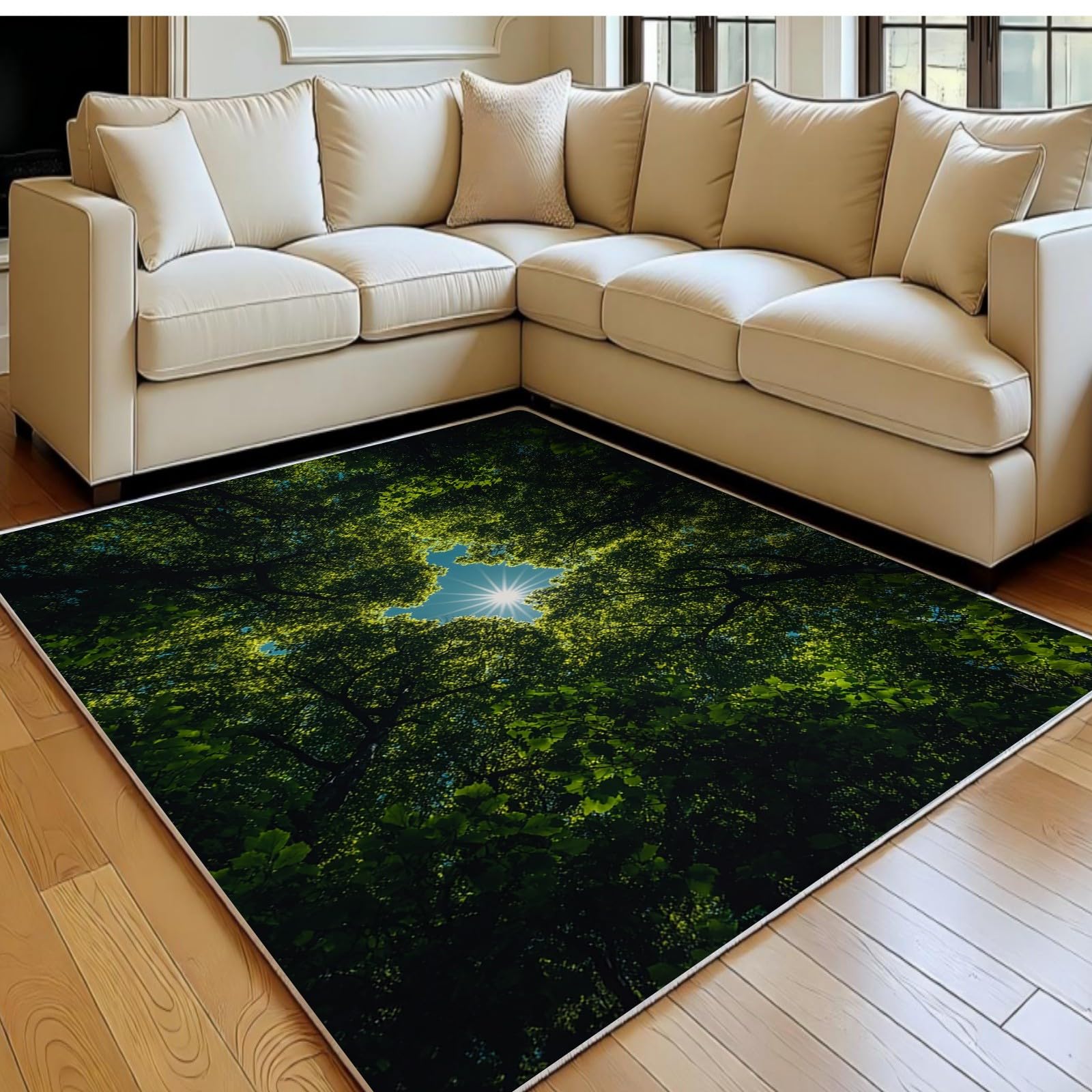 Tapis salon moderne paysage coucher de soleil pour chambre et chevet