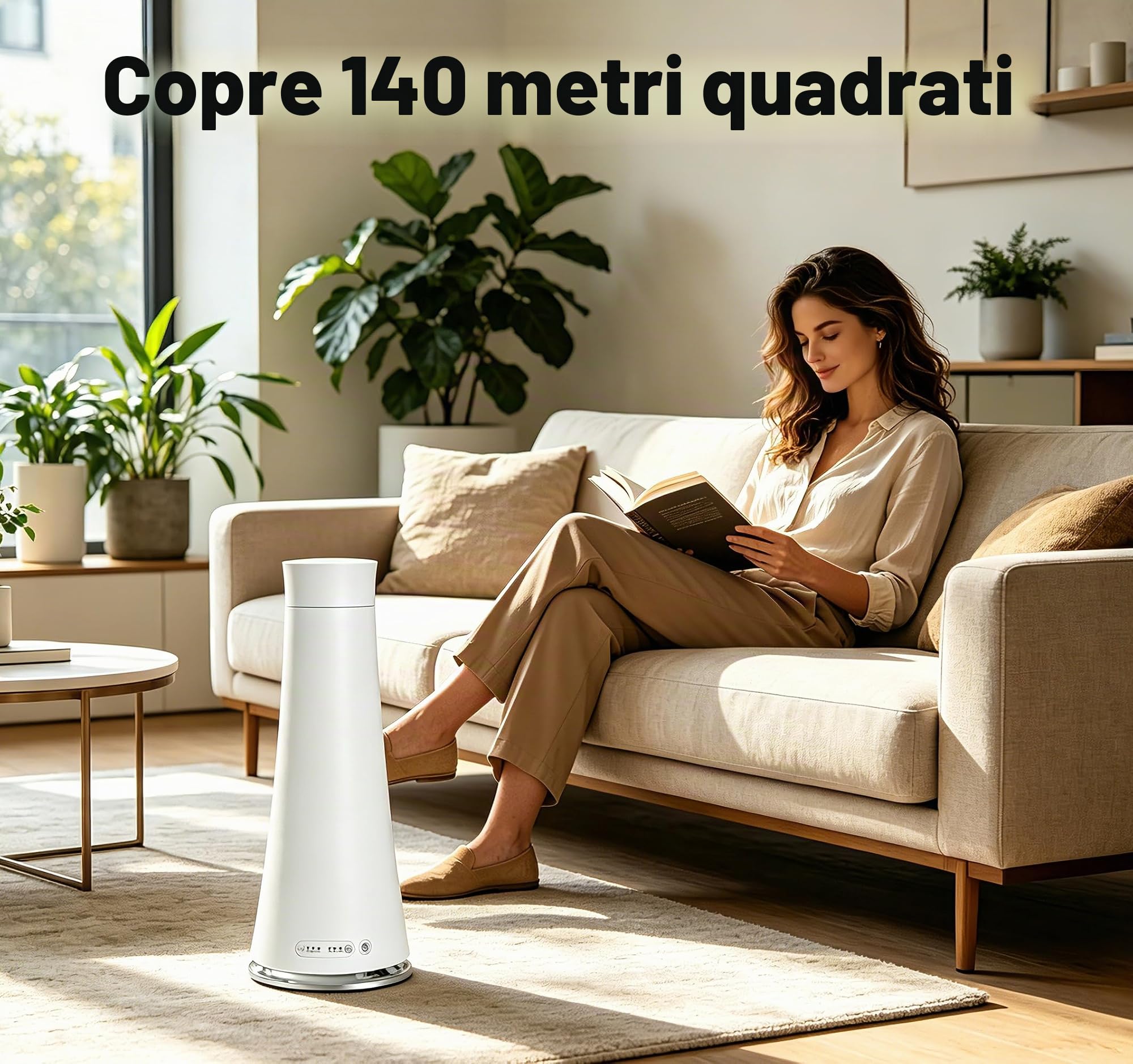 Diffusore di oli essenziali senza acqua con luce notturna, adatto per ambienti fino a 140 m². 4 impostazioni del timer, 3 livelli di intensità del (XL)