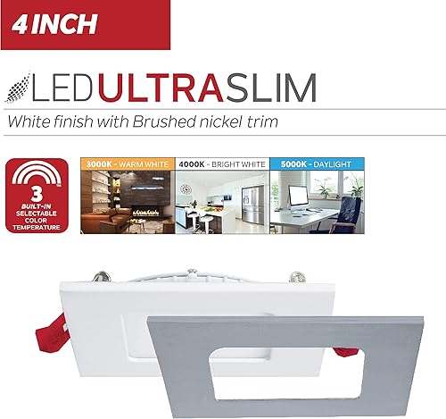 Miniatura 2 de Nadair Luces LED empotrables ultra delgadas de 4 pulgadas para interiores y exteriores, 1 paquete, clasificación IC, regulable, 12 W  80 W, 900