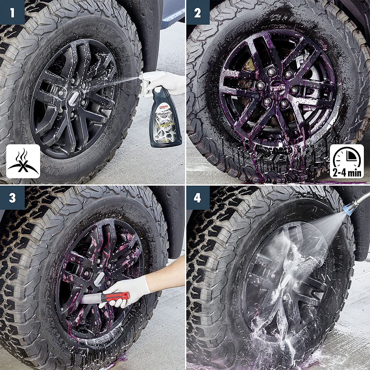 detailmate SONAX FelgenBeast 1L Set Deluxe: 2X Felgenreiniger mit Wirkindikator zur schonenden Felgenreinigung + ValetPRO Reinigungspinsel + 4 Mikrofasertücher 320 GSM