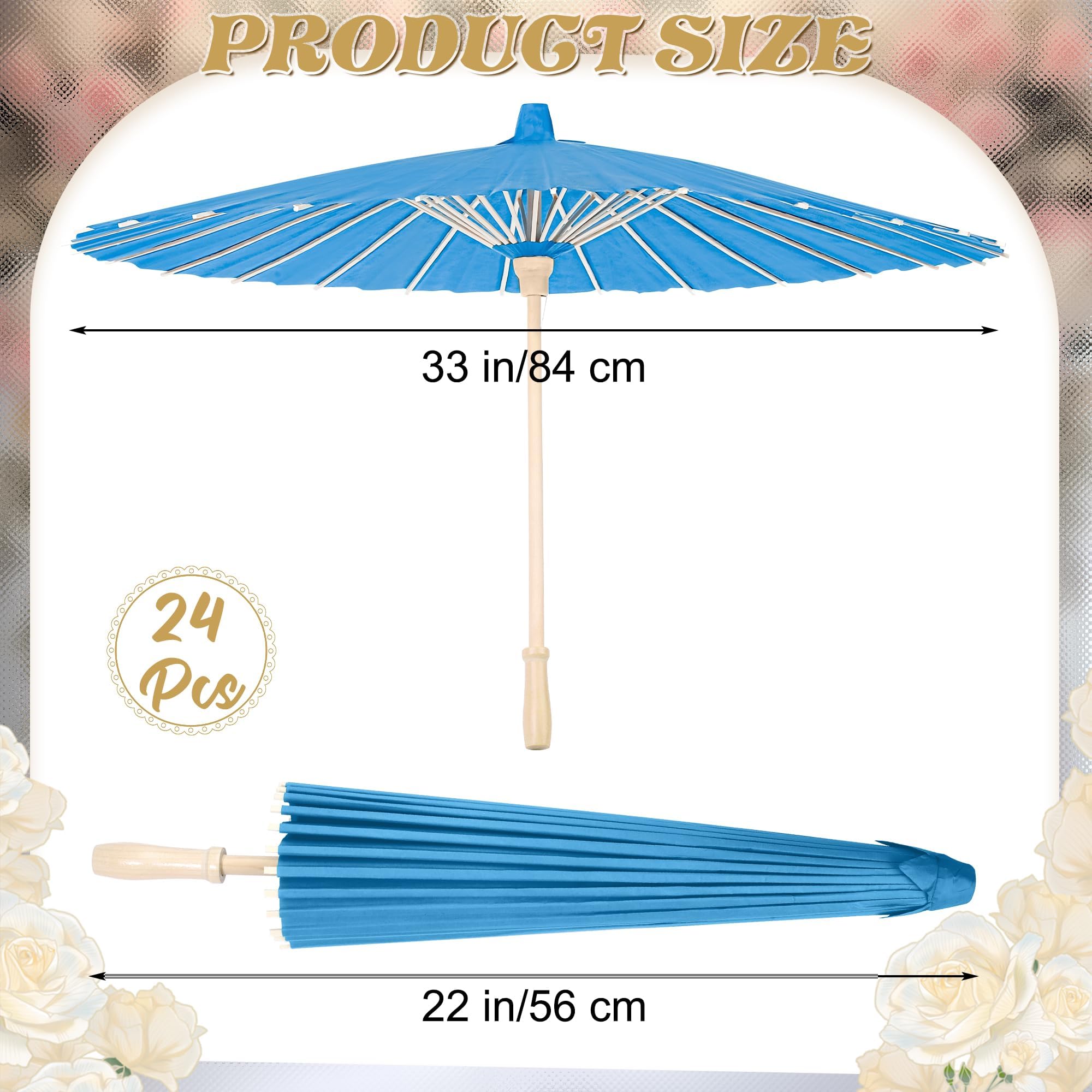 Aodaer Papierschirme, chinesischer japanischer Sonnenschirm, 84 cm, dekorativ, geöltes Papier, Basteln, für Hochzeit, Brautparty, Dekoration, Fotografie, Requisiten, 8 Farben, 24 Stück