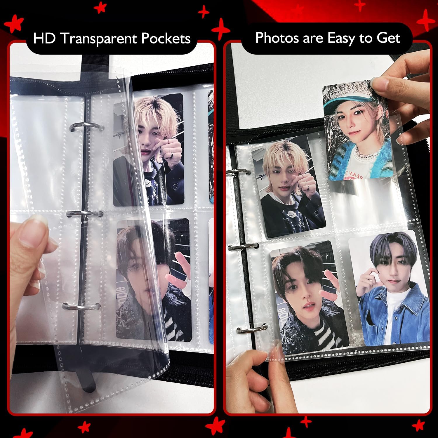 K-pop Photocard Binder 400 Pockets, Premium PU Leather Kpop Photocard Binder & 4 Pocket Binder, Cute SKZ Photocards Holder - Image 4