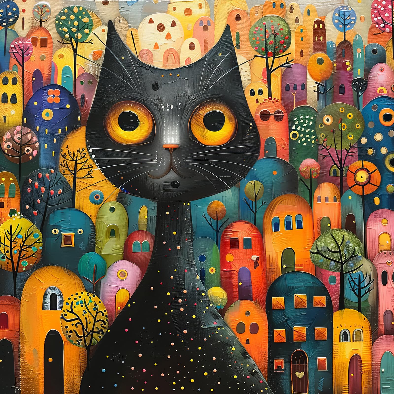 Bullglesup Puzzles for Adults 1024 Pieces, Black Cat Jigsaw with Poster Letter on Back, Unique Pieces Fit Well No Dust (22.8"x22.8")