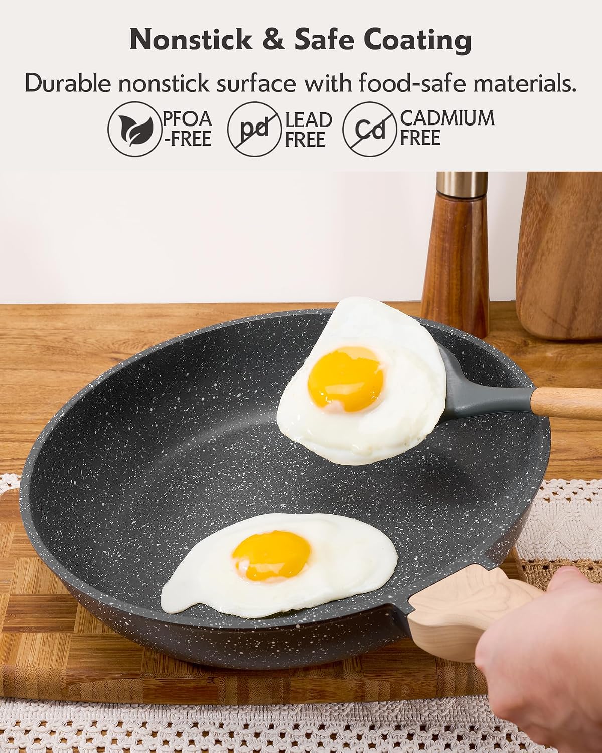 Non Stick Frying Pans, 8-Inch Healthy Non-Toxic Egg Pan Cooking Pan Skillet Nonstick, PFOA Free,Compatible Cookware for All Stovetops