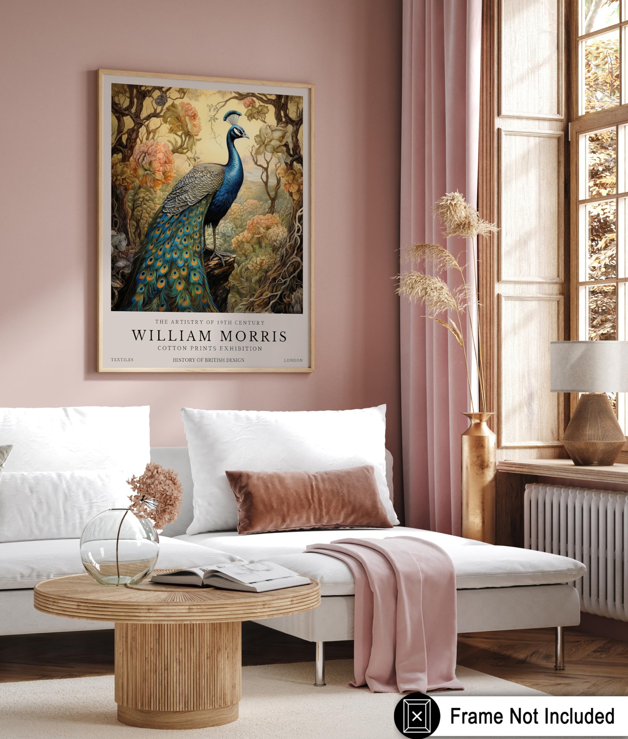 Tapisserie Murale Design Paon William Morris - Coton 139x92 Cm - Déco Bohème