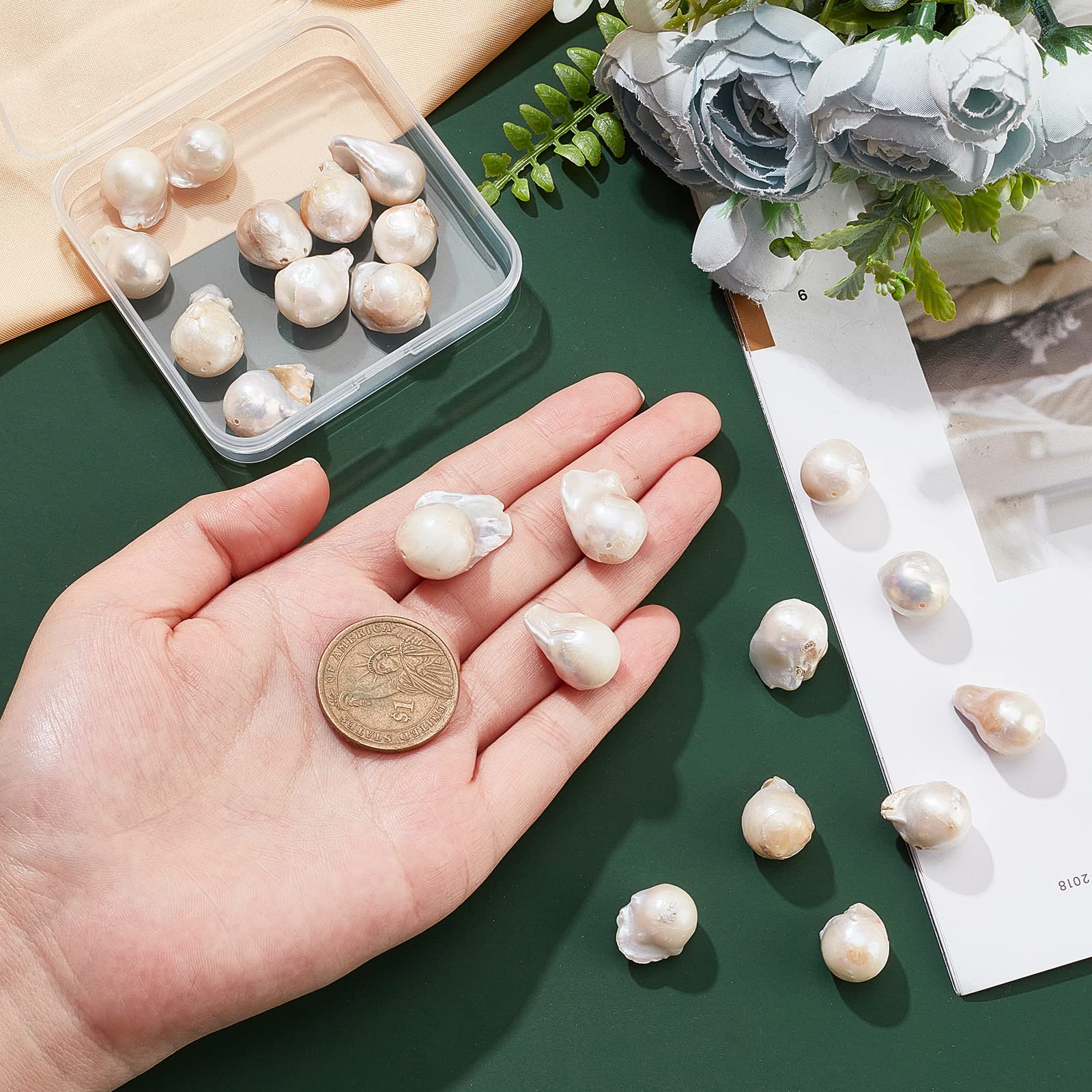 Lot De 20 Perles De Culture Baroques D'eau Douce – Rose, Plaqué Or, Sans Emballage