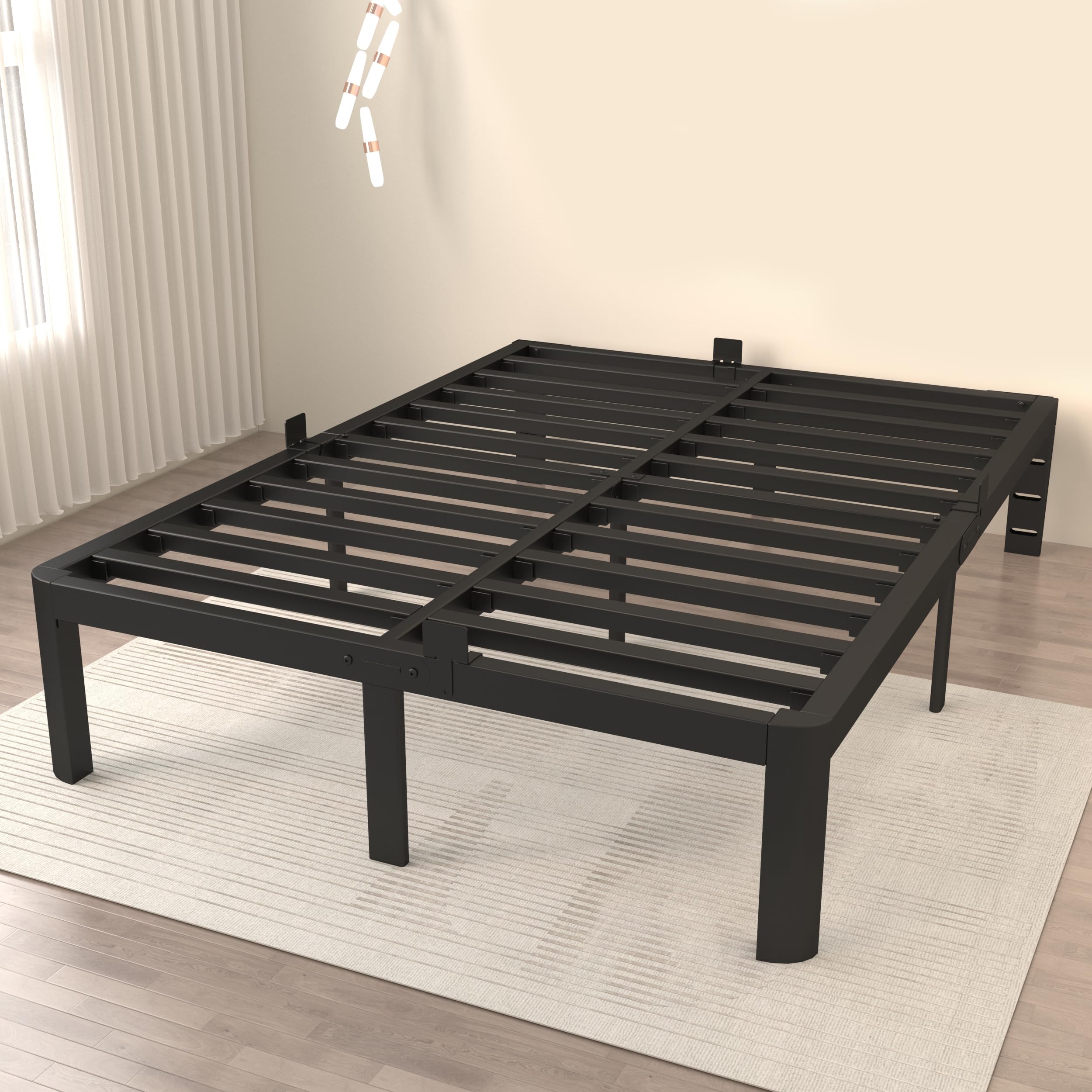 Photo 1 of ITIMIDI Full Platform Bed Frame - Black, Steel