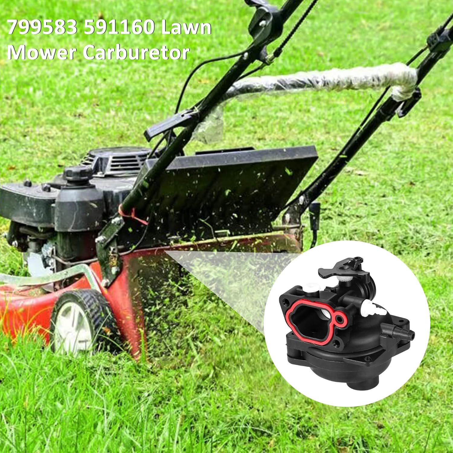 799583 Carburetor with Spark Plug Fits for Engine 300e 450e 500e 550e 575e 600e Lawn Mower Carburetor Replace 591160 593261 595656 591979 590556