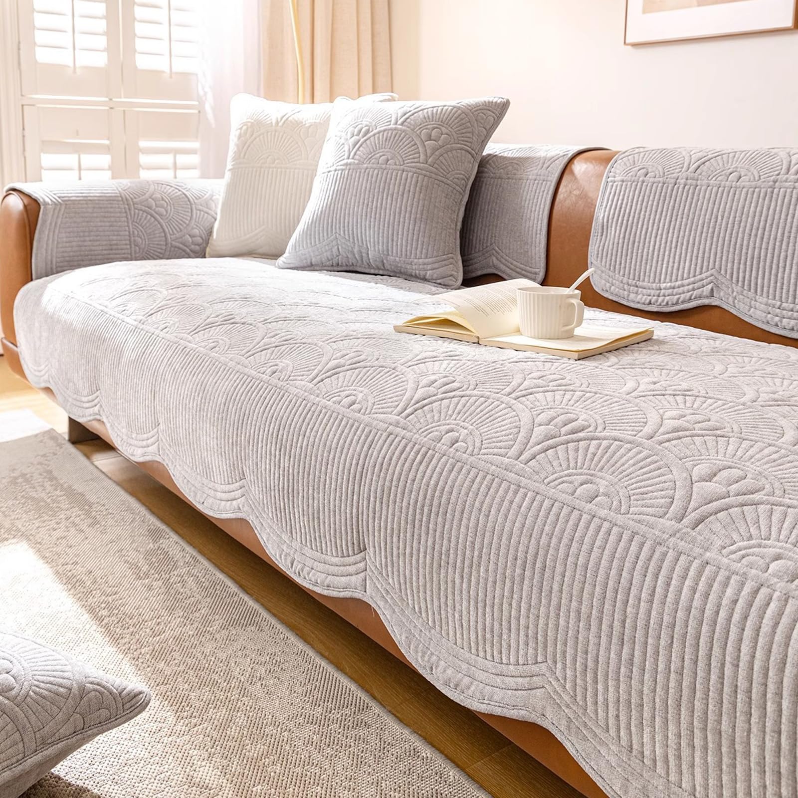 Manta Cubre Sofá Multiusos 2 3 4 Plazas y Sofá Rinconera, Protectores de Cojines Antideslizante, Ideal como Plaid, Copritodo o Colcha Gray A 27.5x35.4in/70x90cm