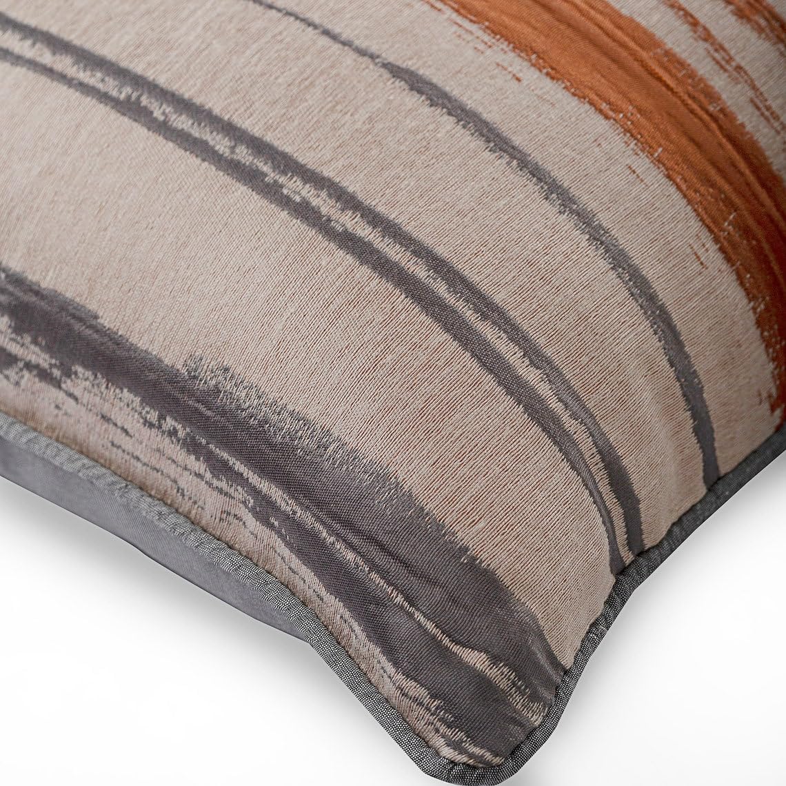 The HomeCentric Rust Grey Throw Pillow Cover, 12"x12" Silk Jacquard Pillowcase, Square Striped Pillowcase Sofa, Couch, Bed, Orange Pillow Cover 12x12 inch (30x30 cm) Easter - Rustic Martini