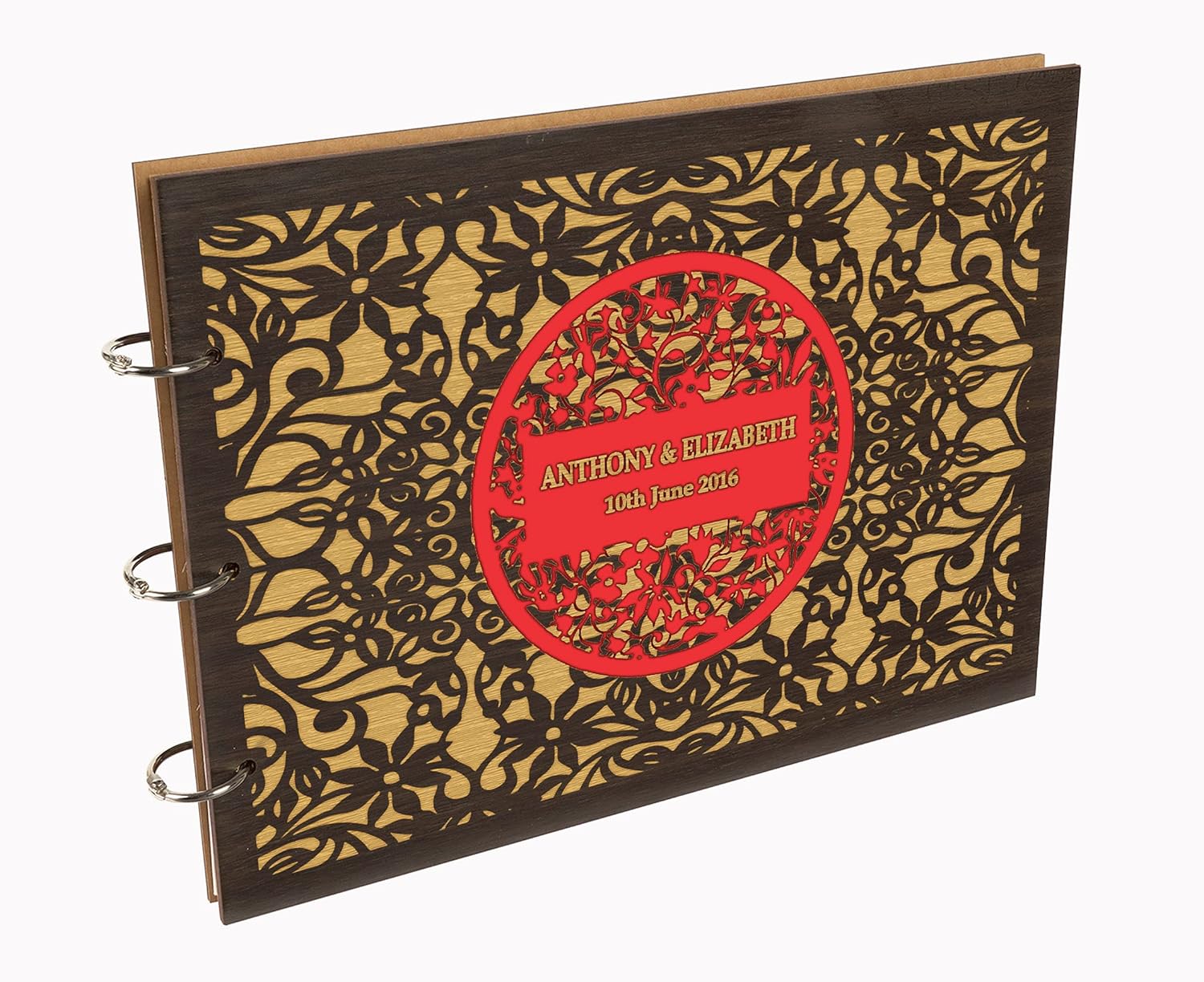 Darling Souvenir Personalized Engraved Laser Cut Wedding Guest Book Wooden Cover Sign-in Book Registry Guestbook Scrapbook-XY