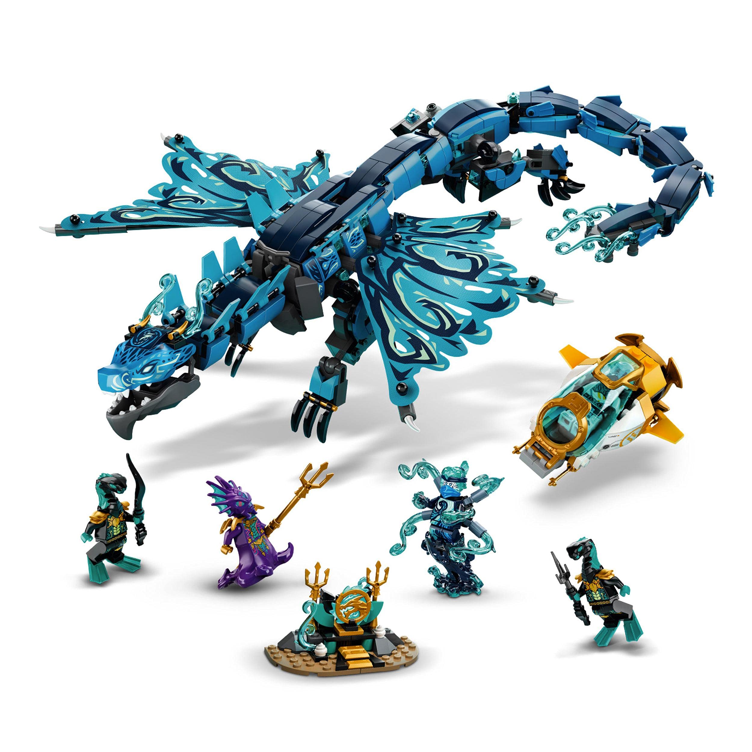 LEGO 71754 NINJAGO Wasserdrache Set, Drachen-Spielzeug für Kinder ab 9 Jahren, Set mit Mini-U-Boot und 5 Ninja Mini-Figuren, Geschenk für Mädchen, Jungen und Kinder ab 9 Jahren