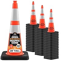 Vista 103 de Xpose Safety Conos de tráfico naranjas de 28 pulgadas con collares de 6 y 4 pulgadas, 1 paquete – Cono de seguridad de plástico PVC multiusos