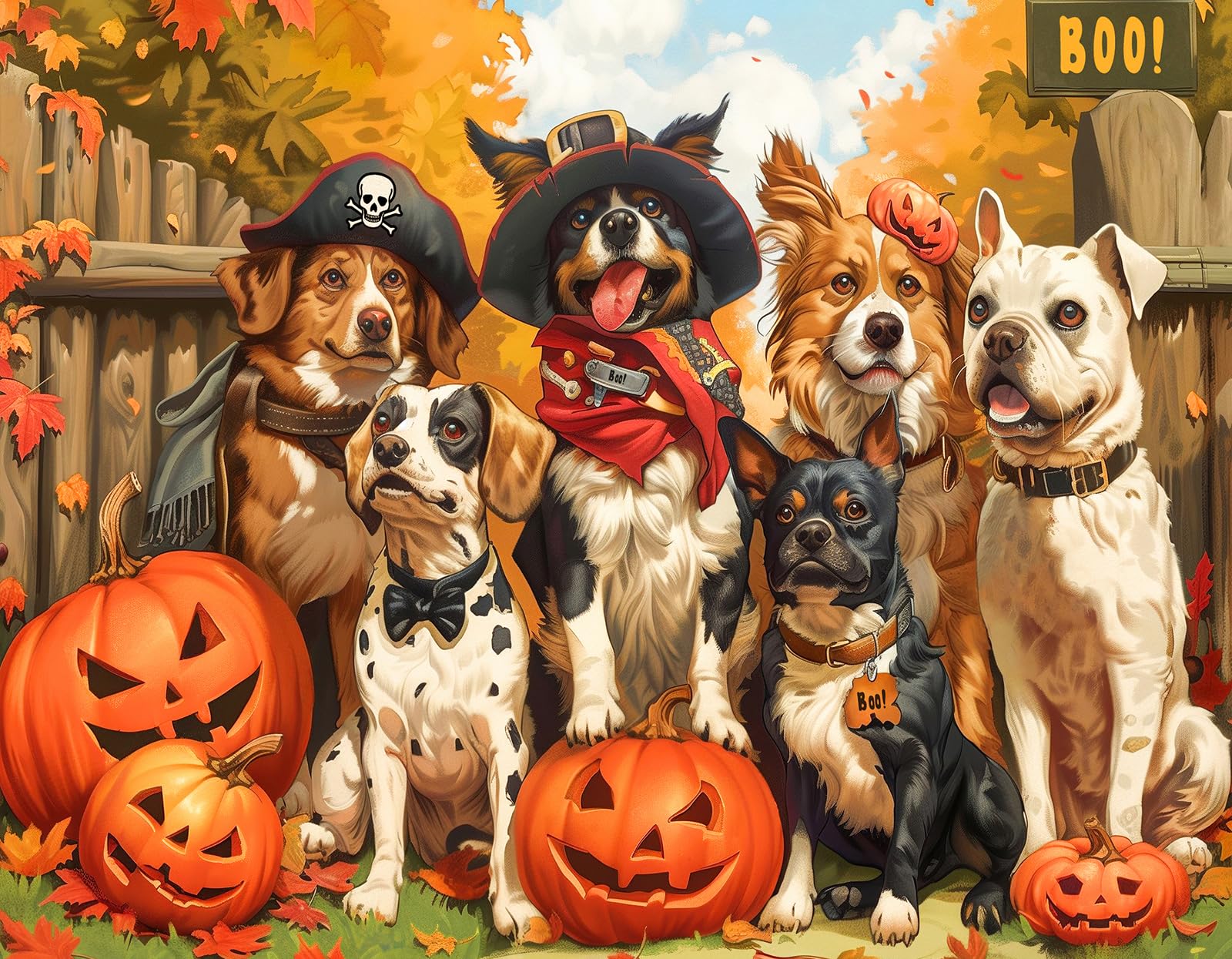 100 Pieces Puzzles for Adults Halloween Dog Party Puzzle 100 Piece Puzzle for Adults, Cute Dogs Halloween Puzzles 100 Pieces Seniors Teens Trick or treat — image 1