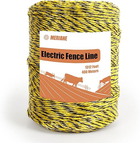 Miniatura 18 de MERIANE Alambre eléctrico para valla de 1/8 pulgadas, 3366 pies/3,366.1 ft, 6 hilos de acero inoxidable mejorados, alambre eléctrico portátil