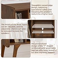 Vista 5 de Lerliuo Soporte para Tocadiscos con 4 Gabinetes que Sostiene Hasta 220 Álbumes, Soporte Grande para Tocadiscos con Patas de Madera de Haya, Mesa