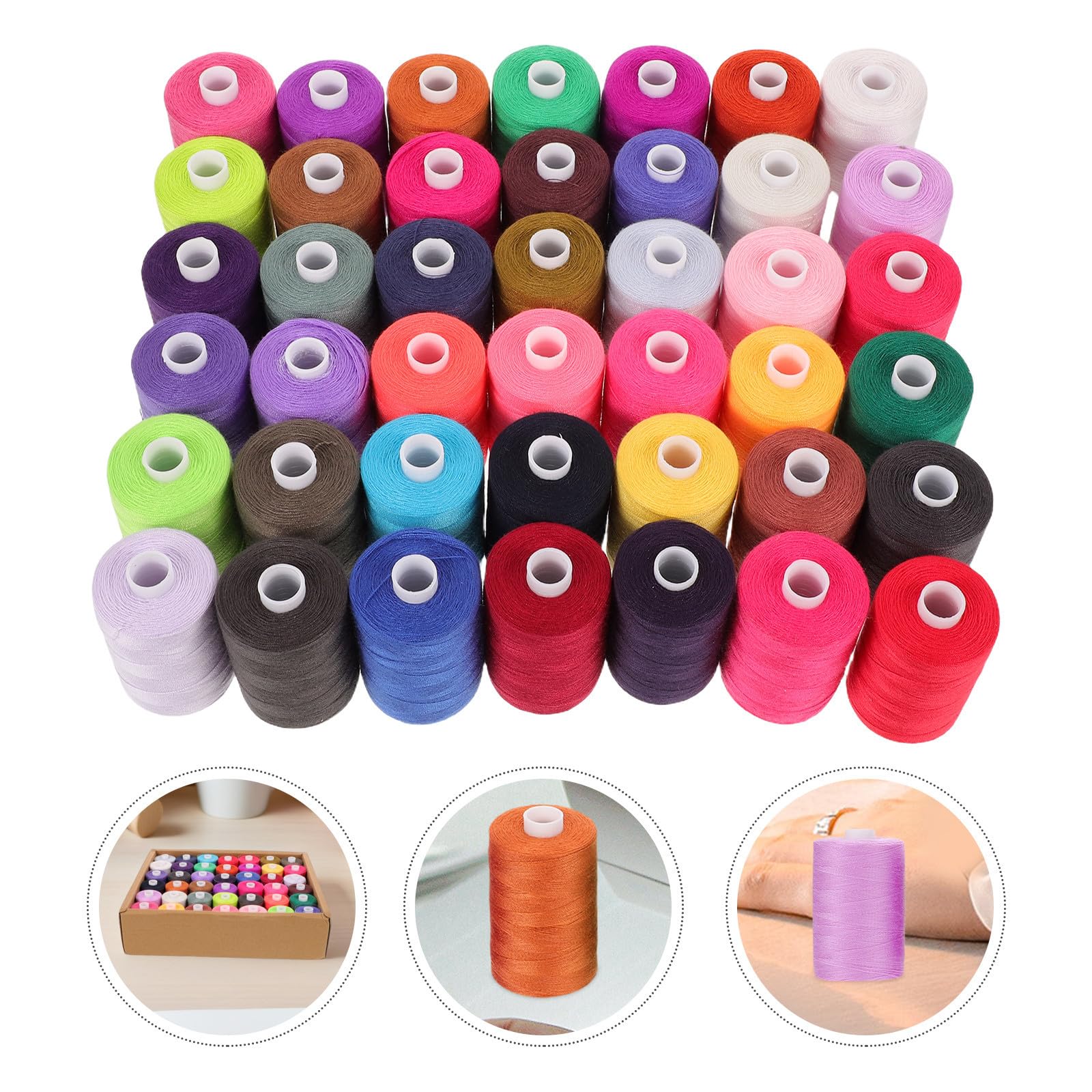 Kit de Hilos de Coser de Poliéster Bobinas de Gran Capacidad de 1000 Yardas para Manualidades Creativas y Reparaciones Hogar