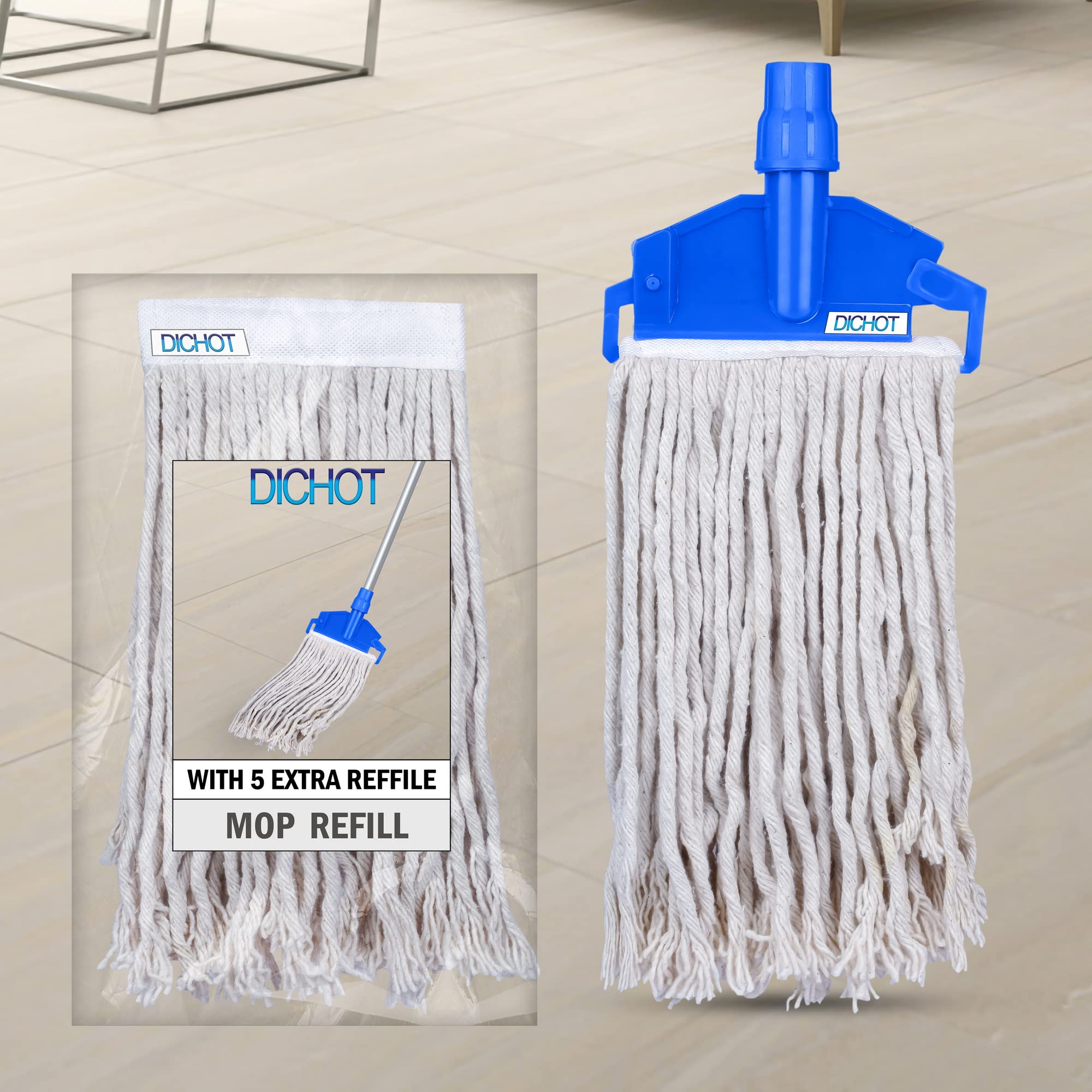 DICHOT Wet Mop Refill 300 GM with Clip and Check Duster Cloth, (Blue) (Pack of 6) (B09X4H8GWZ) Amazon Price History, Amazon Price Tracker