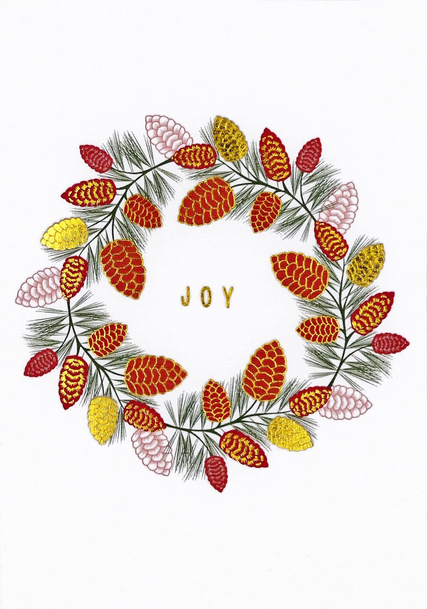 Boughs of Joy Small Boxed Holiday Cards (20 cards, 21 self-sealing envelopes), white, 3-1/2 x 5 inch
