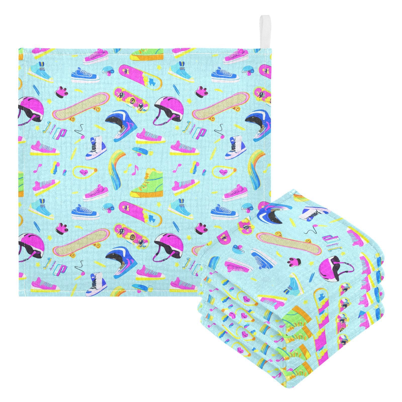 Kigai Cool Skateboarding Baby Washcloths,3pcs Ultra Soft Absorbent Towel,Newborn Bath Face Towel, Natural Reusable Baby Wipes for Sensitive Skin, Baby Registry as Shower