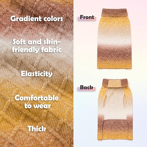 Miniatura 4 de YUDODO Suéter de Navidad para perros pequeños, con cuernos de dibujos animados, suéter de punto para cachorros, ropa de invierno a rayas, suéter