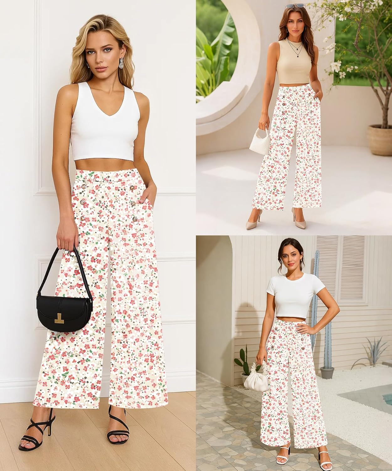 KUOTAI Womens Baggy Wide Leg Pants High Waisted Lounge Casual Loose Palazzo Trousers with Pockets - Image 2