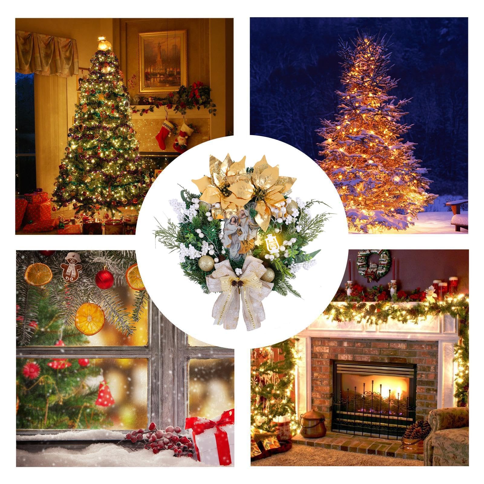 Décorations de couronne de Noël Sainte – Couronnes de Noël | couronnes de Noël, couronnes de Noël, décorations de crèche, accessoires de Noël élégants pour porte