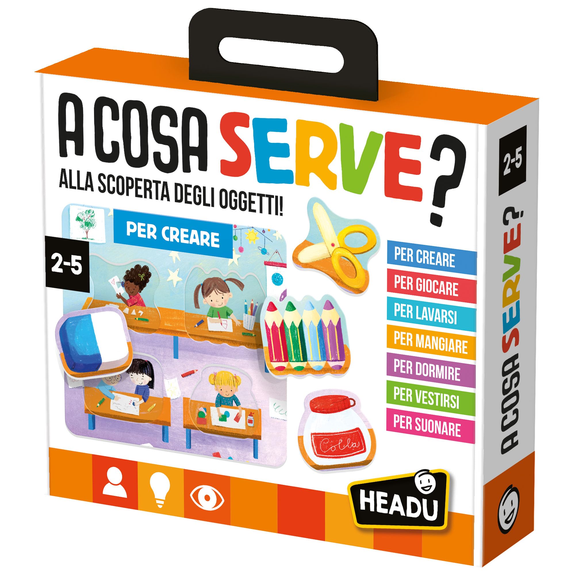 Headu - A Cosa Serve - Alla Scoperta degli Oggetti, Gioco Educativo Bambini 2-5 anni, Made in Italy