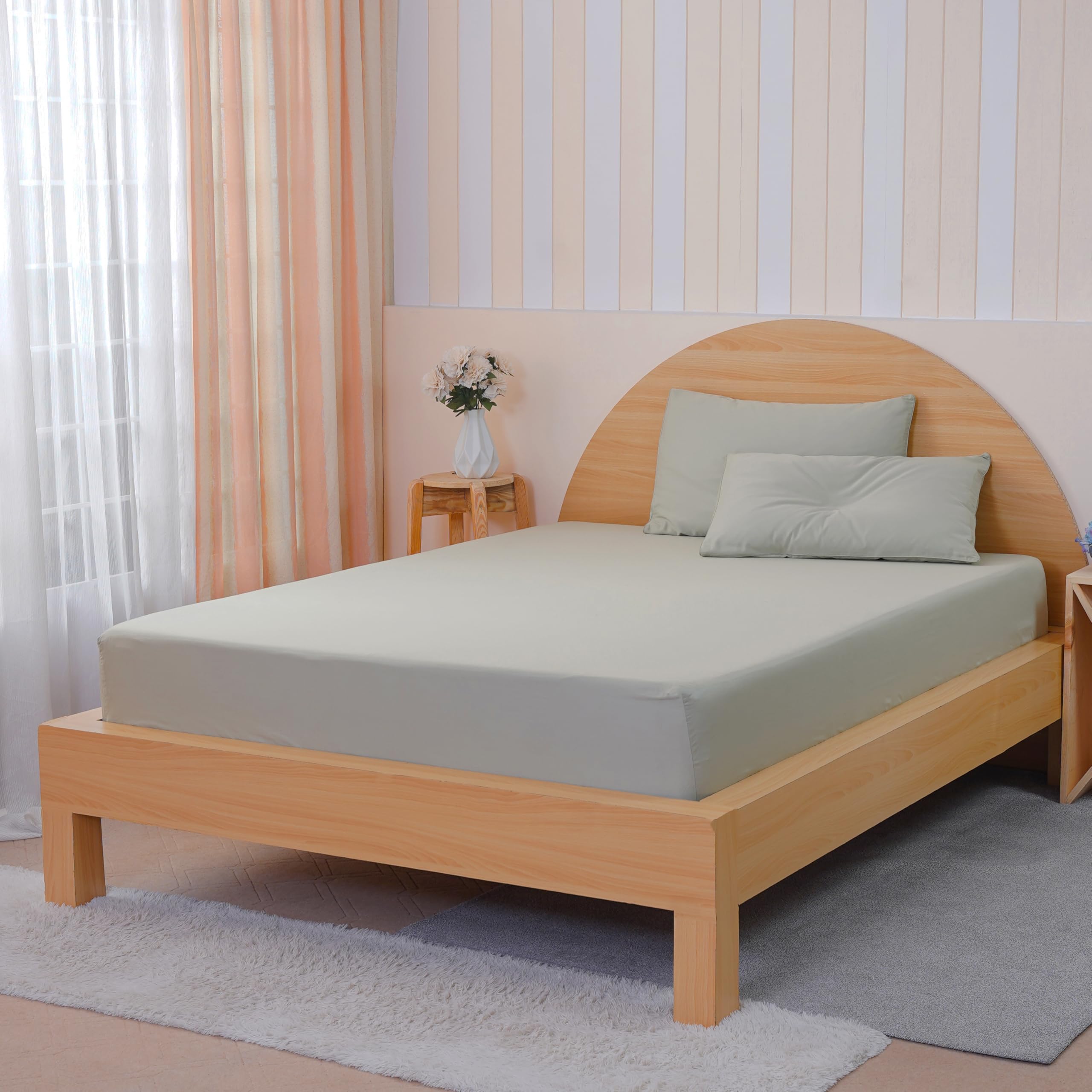 Sheet Story Bamboo Single Fitted Sheet - 41cm Deep - 400 Thread Count - Hypoallergenic, Soft and Cooling - Fitted Sheet Single Bed - Sage Green