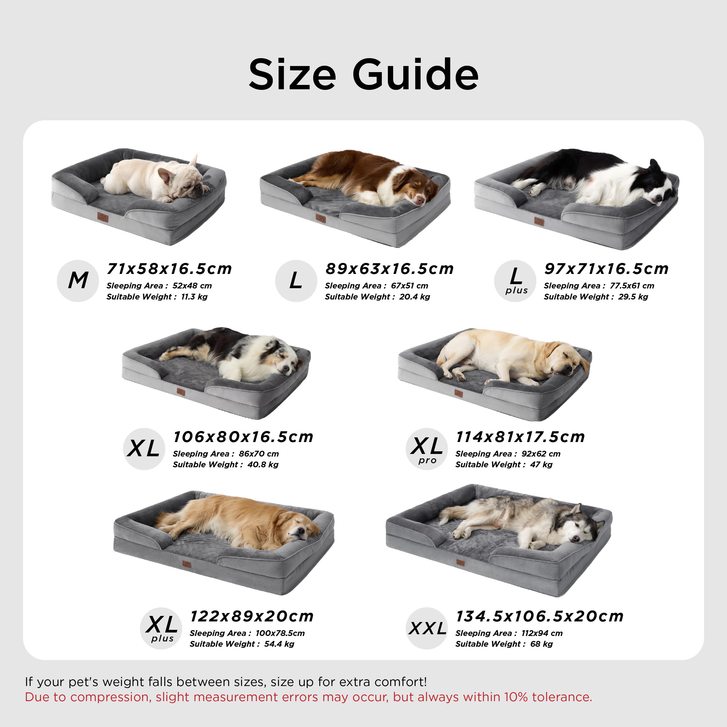 BEDSURE orthopädisches Hundebett Ergonomisches Hundesofa - 89x63 cm Hundecouch mit eierförmiger Kistenschaum für mittlere Hunde, waschbar rutschfest Hundebetten, grau