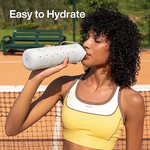 Miniatura 406 de ENCOOL Botella de agua aislada con popote, de acero inoxidable, a prueba de fugas, sin BPA, al vacío de doble pared que se mantiene fría durante 24