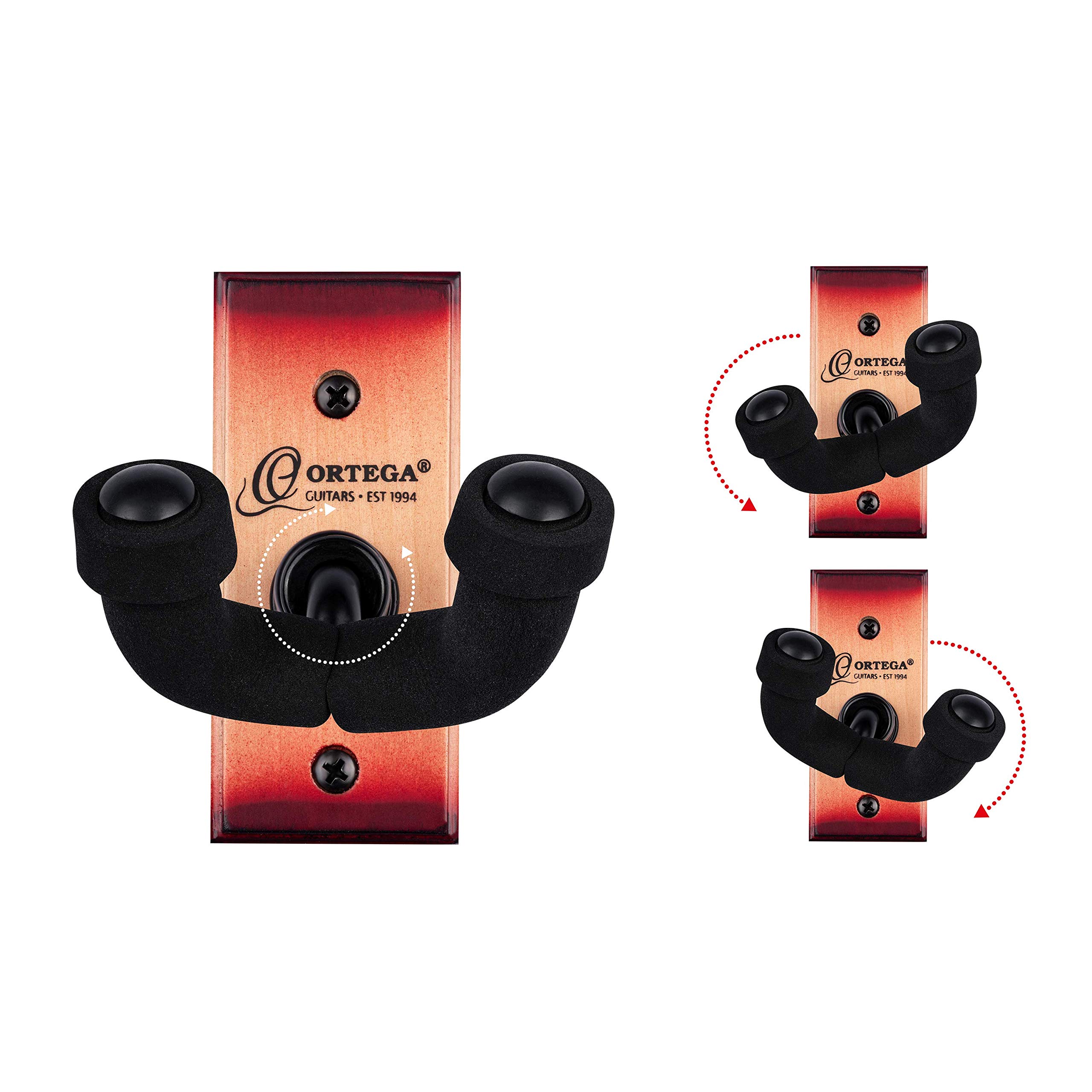 Ortega Guitars Ukulele Hanger Accessories - Wall Mount for Ukulele - Wood, Red-Brown (OUH-1CSB), Cherry Sunburst - Image 4