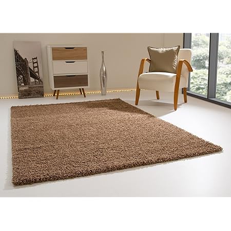 amazon de shaggy hochflor teppich happy langflor teppich in sand mit oko tex siegel grosse 133x190 cm