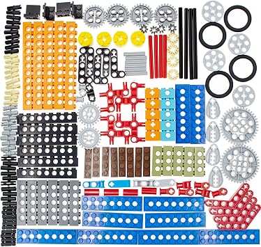 Habow 184pcs Technic Parts - Gears, Axle Pins, Connectors, Liftarms, Wheels, Plates, Cams, Bushes - MOC WeDo 2.0 Replacement Pieces