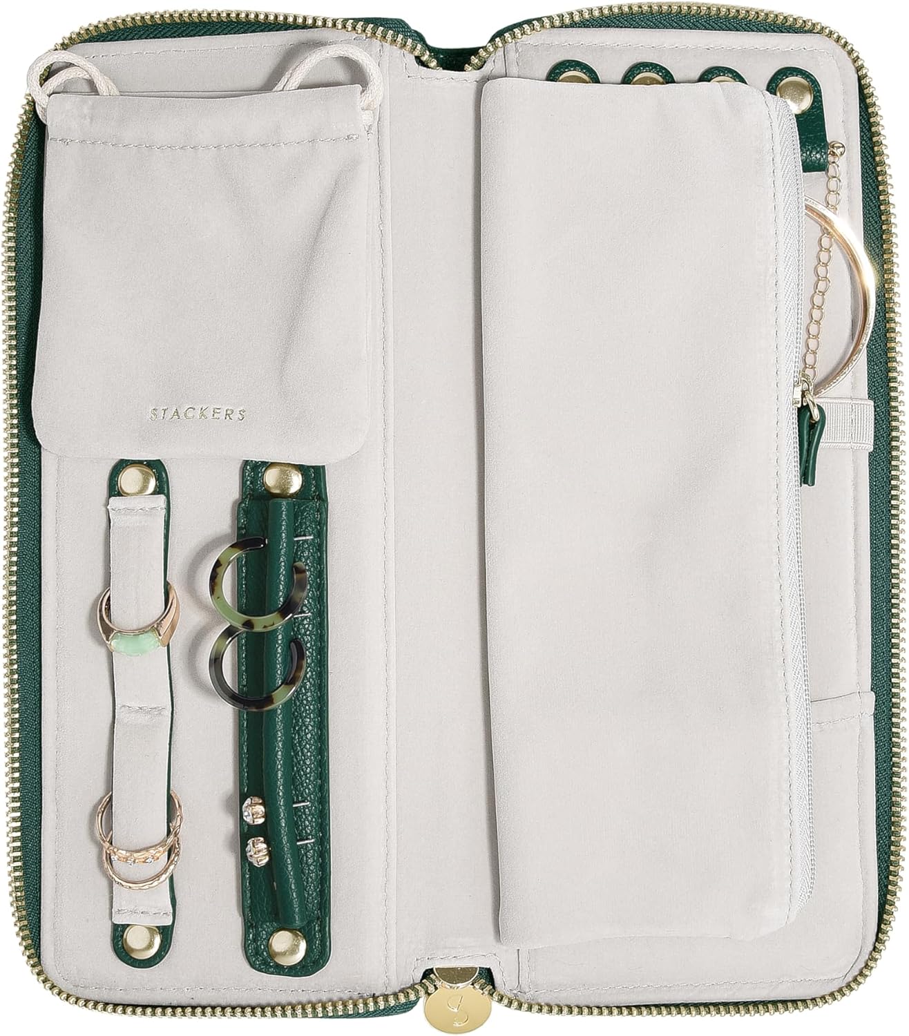Stackers Forest Green Jewellery Roll